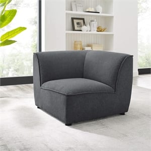 Maklaine Polyester Fabric Corner Sectional Sofa Chair in Charcoal