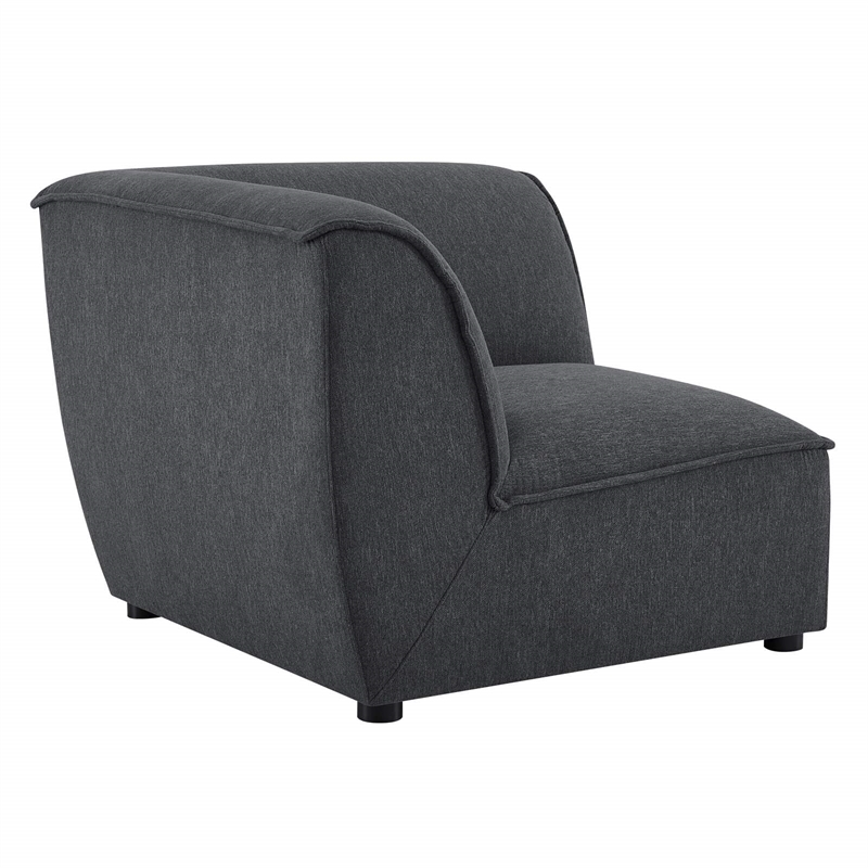Maklaine Polyester Fabric Corner Sectional Sofa Chair in Charcoal