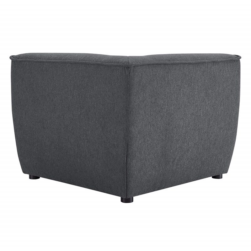 Maklaine Polyester Fabric Corner Sectional Sofa Chair in Charcoal