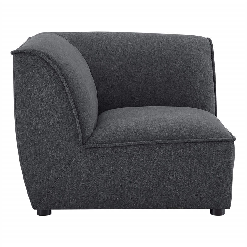 Maklaine Polyester Fabric Corner Sectional Sofa Chair in Charcoal