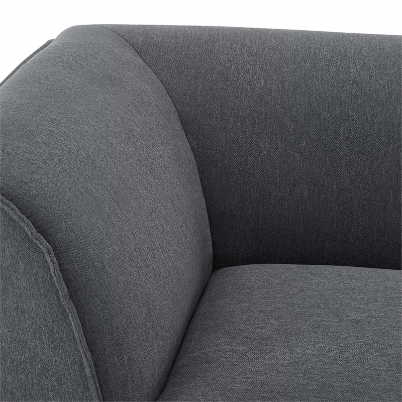 Maklaine Polyester Fabric Corner Sectional Sofa Chair in Charcoal