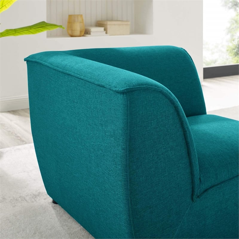 Maklaine Polyester Fabric Corner Sectional Sofa Chair in Teal Green