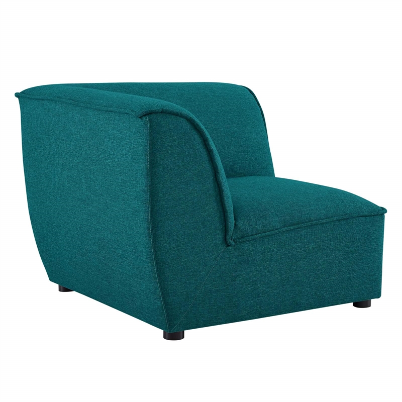 Maklaine Polyester Fabric Corner Sectional Sofa Chair in Teal Green