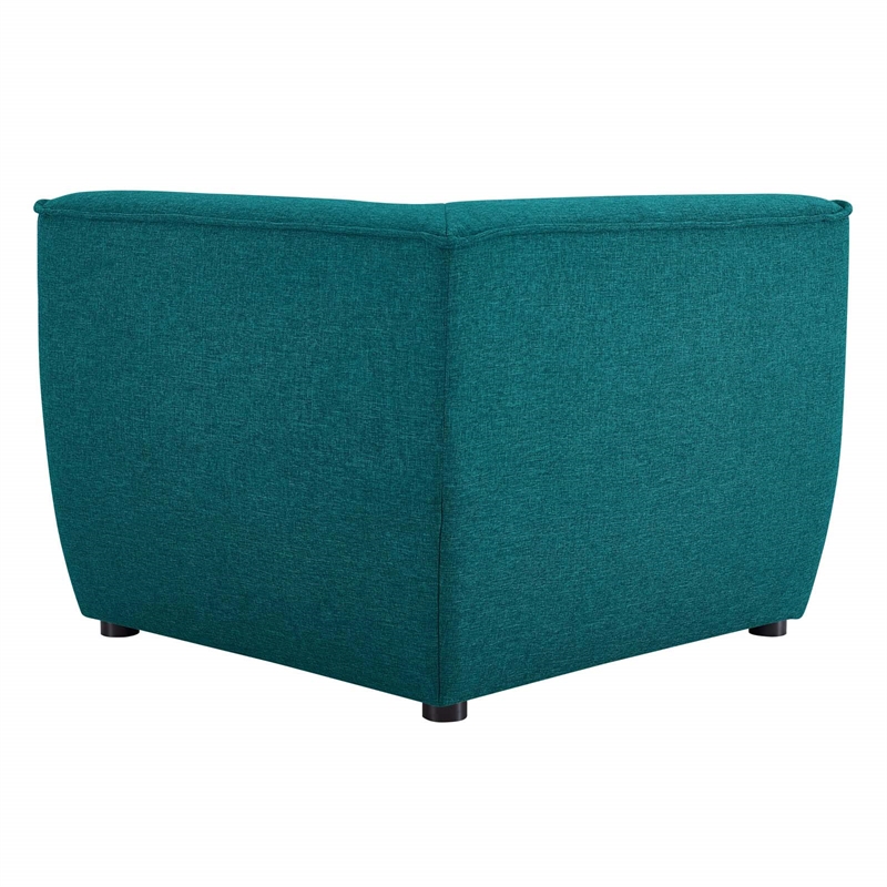 Maklaine Polyester Fabric Corner Sectional Sofa Chair in Teal Green