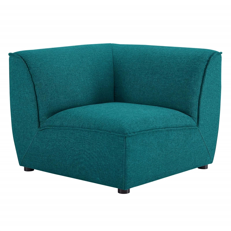 Maklaine Polyester Fabric Corner Sectional Sofa Chair in Teal Green