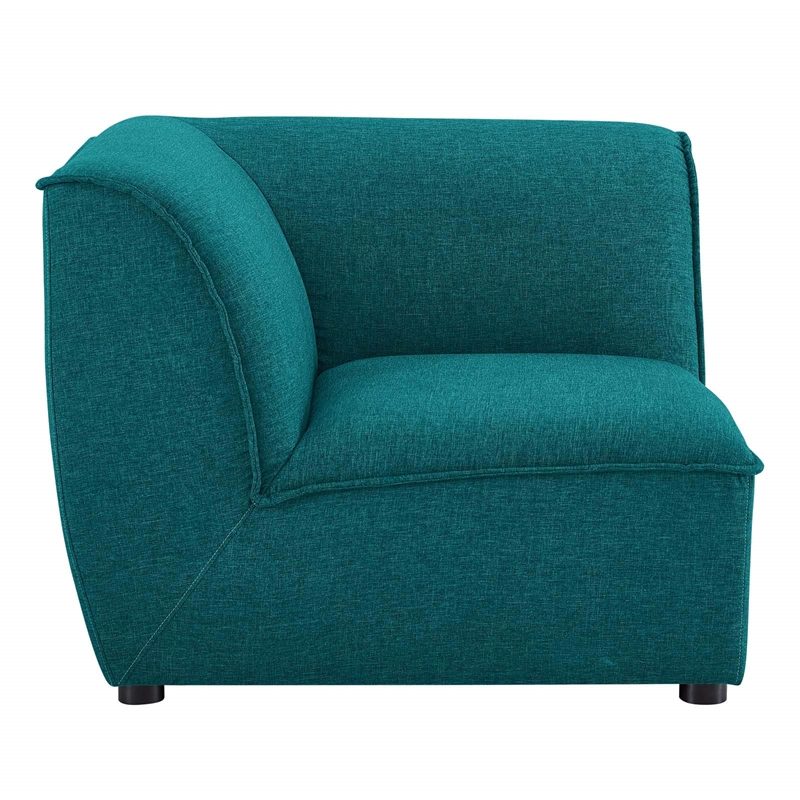 Maklaine Polyester Fabric Corner Sectional Sofa Chair in Teal Green
