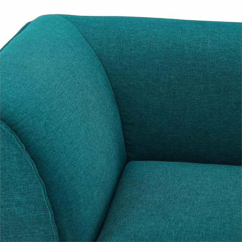 Maklaine Polyester Fabric Corner Sectional Sofa Chair in Teal Green