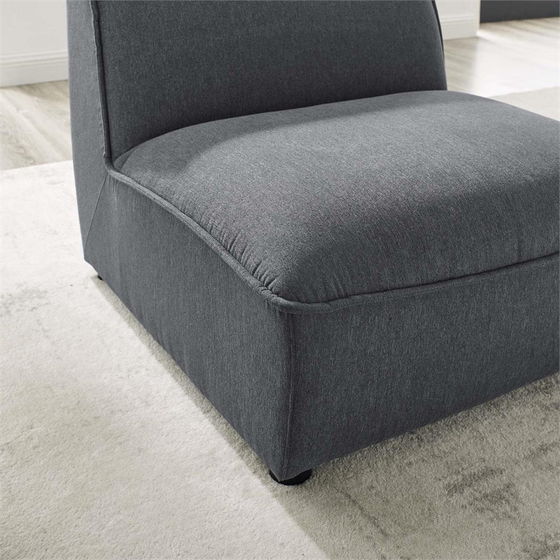 Maklaine Contemporary Polyester Fabric Armless Chair in Charcoal