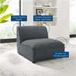 Maklaine Contemporary Polyester Fabric Armless Chair in Charcoal
