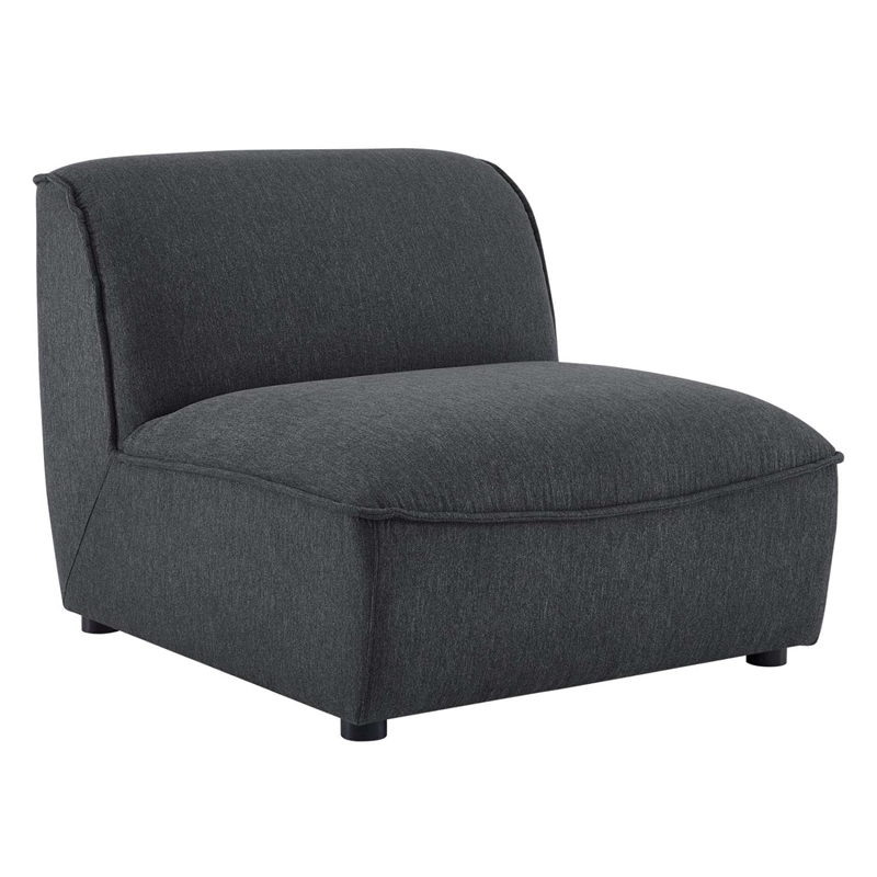Maklaine Contemporary Polyester Fabric Armless Chair in Charcoal