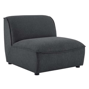 Maklaine Contemporary Polyester Fabric Armless Chair in Charcoal