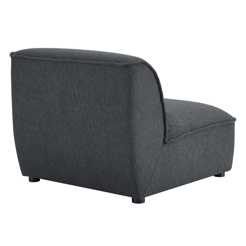 Maklaine Contemporary Polyester Fabric Armless Chair in Charcoal