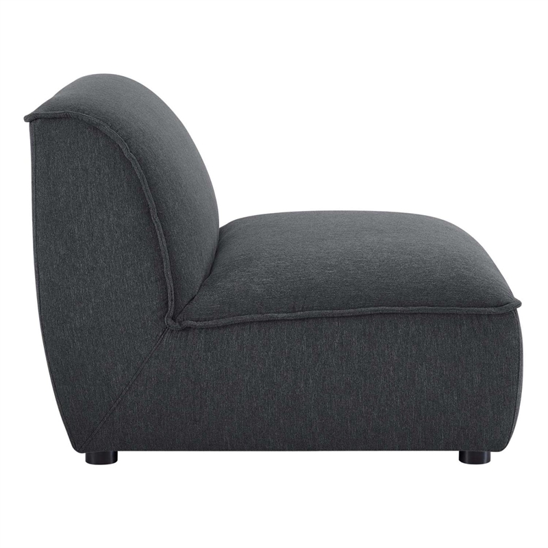 Maklaine Contemporary Polyester Fabric Armless Chair in Charcoal