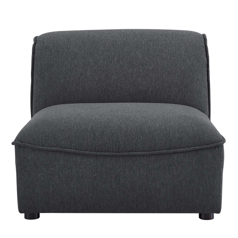 Maklaine Contemporary Polyester Fabric Armless Chair in Charcoal