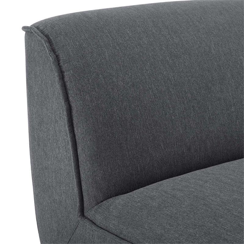 Maklaine Contemporary Polyester Fabric Armless Chair in Charcoal