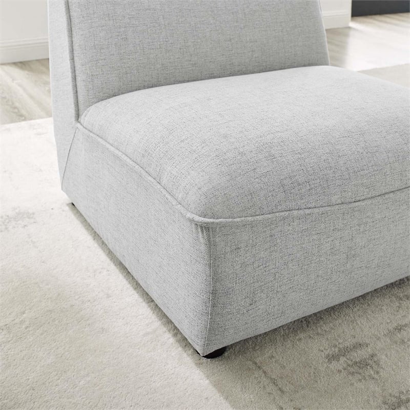 Maklaine Modern Polyester Fabric Armless Chair in Light Gray