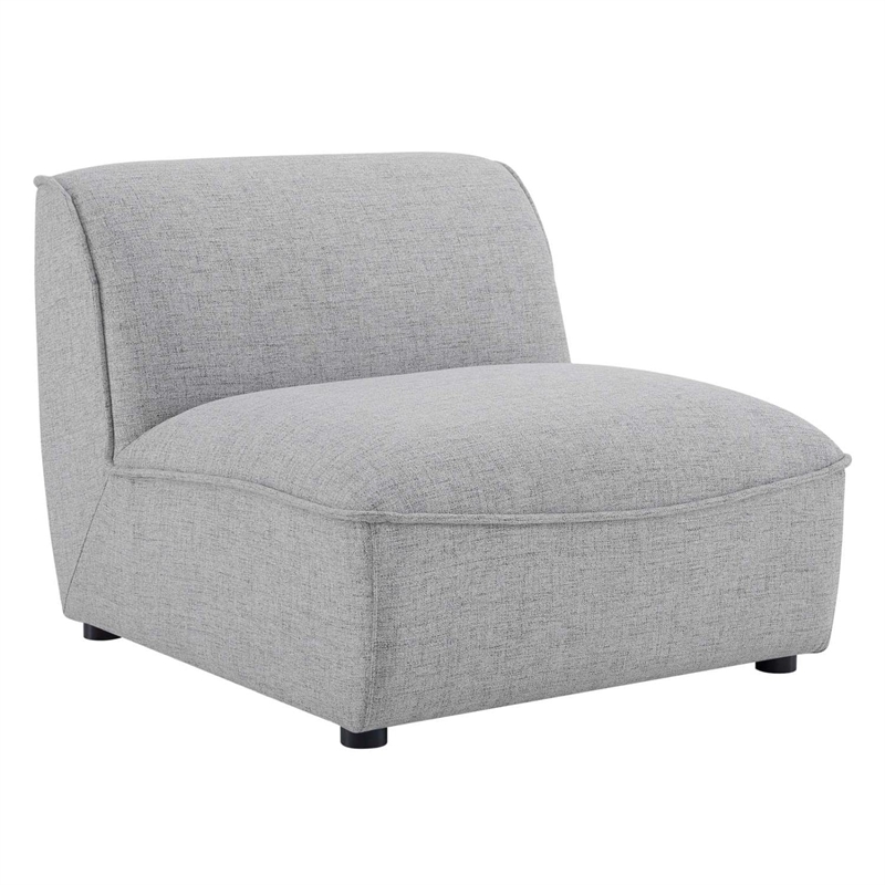 Maklaine Modern Polyester Fabric Armless Chair in Light Gray