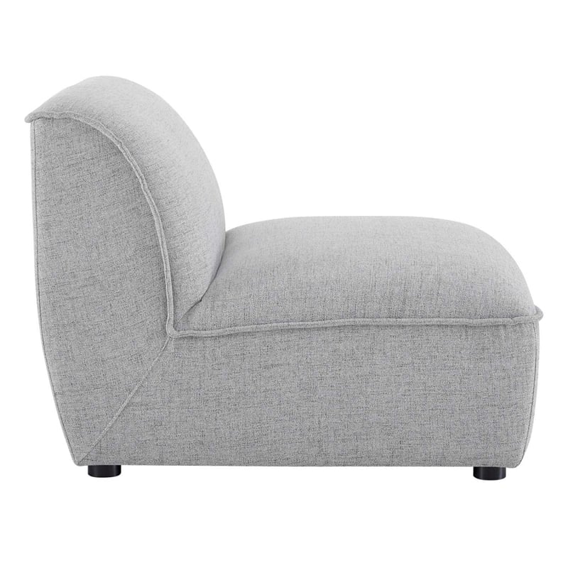 Maklaine Modern Polyester Fabric Armless Chair in Light Gray