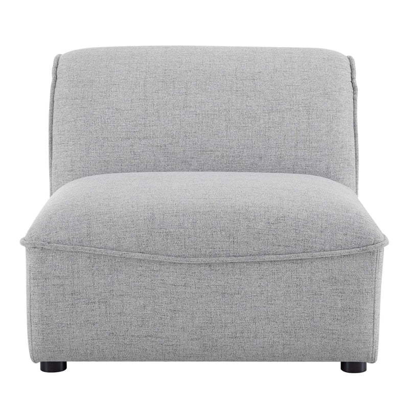 Maklaine Modern Polyester Fabric Armless Chair in Light Gray