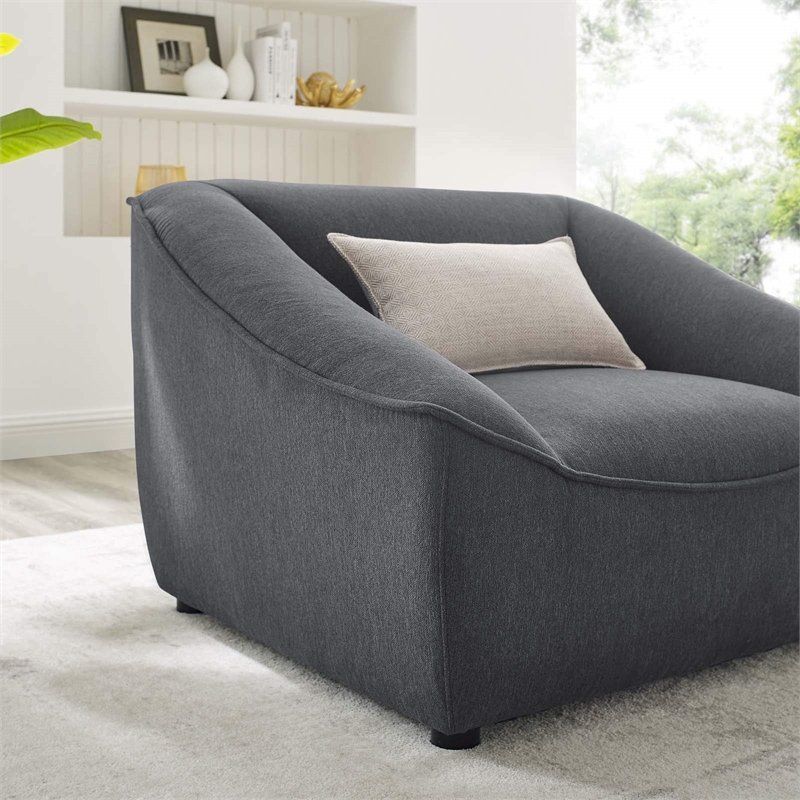 Maklaine Modern Upholstery Polyester Fabric Armchair in Charcoal