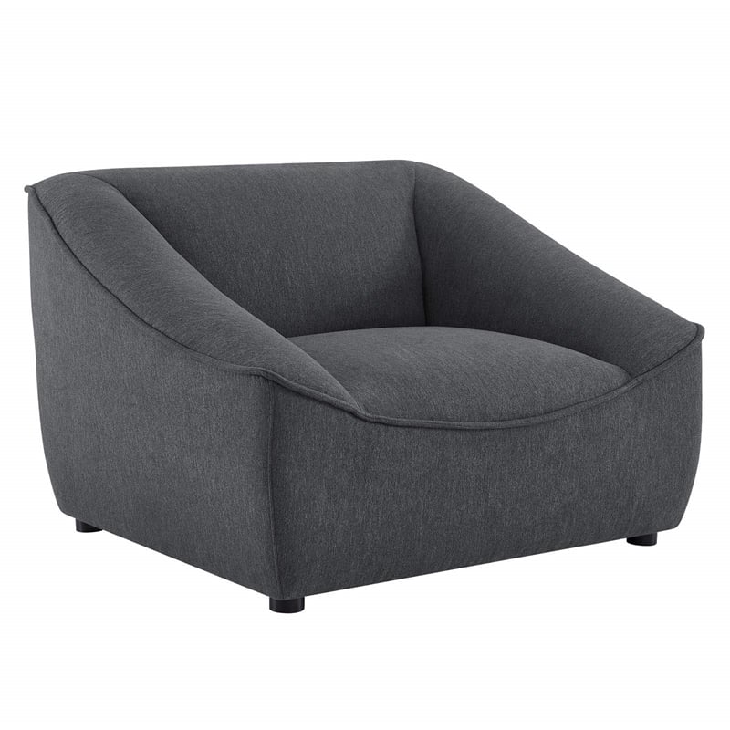 Maklaine Modern Upholstery Polyester Fabric Armchair in Charcoal