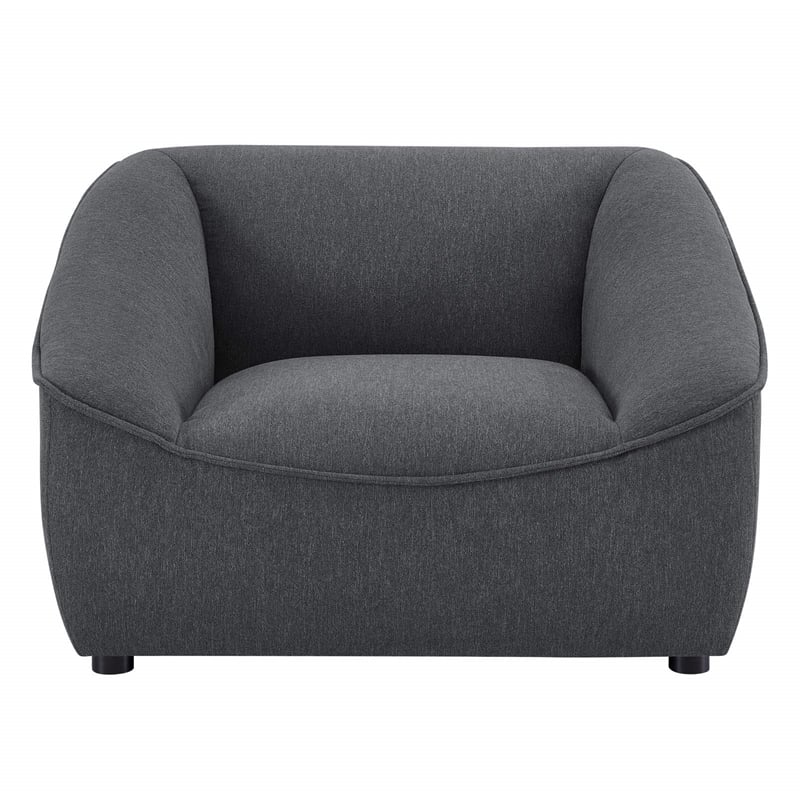 Maklaine Modern Upholstery Polyester Fabric Armchair in Charcoal