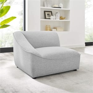 Maklaine Contemporary Fabric Left Arm Sectional Sofa Chair in Light Gray