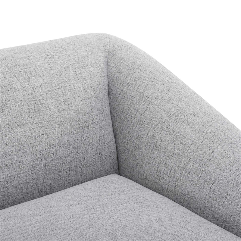 Maklaine Fabric Right Arm Sectional Sofa Chair in Light Gray