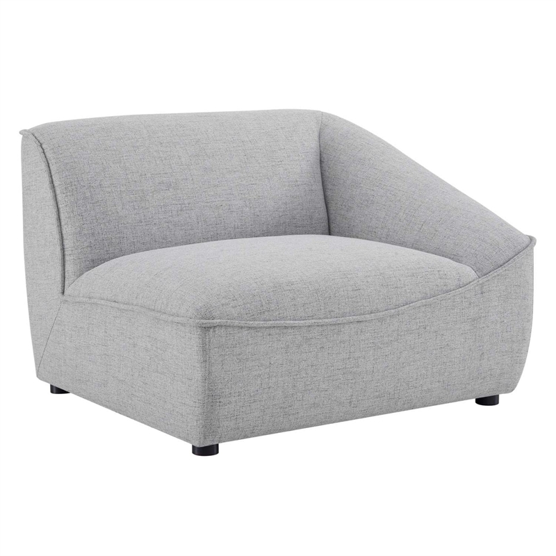 Maklaine Fabric Right Arm Sectional Sofa Chair in Light Gray