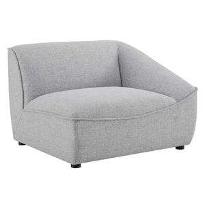 Maklaine Fabric Right Arm Sectional Sofa Chair in Light Gray