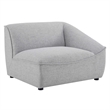 Maklaine Fabric Right Arm Sectional Sofa Chair in Light Gray