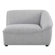 Maklaine Fabric Right Arm Sectional Sofa Chair in Light Gray