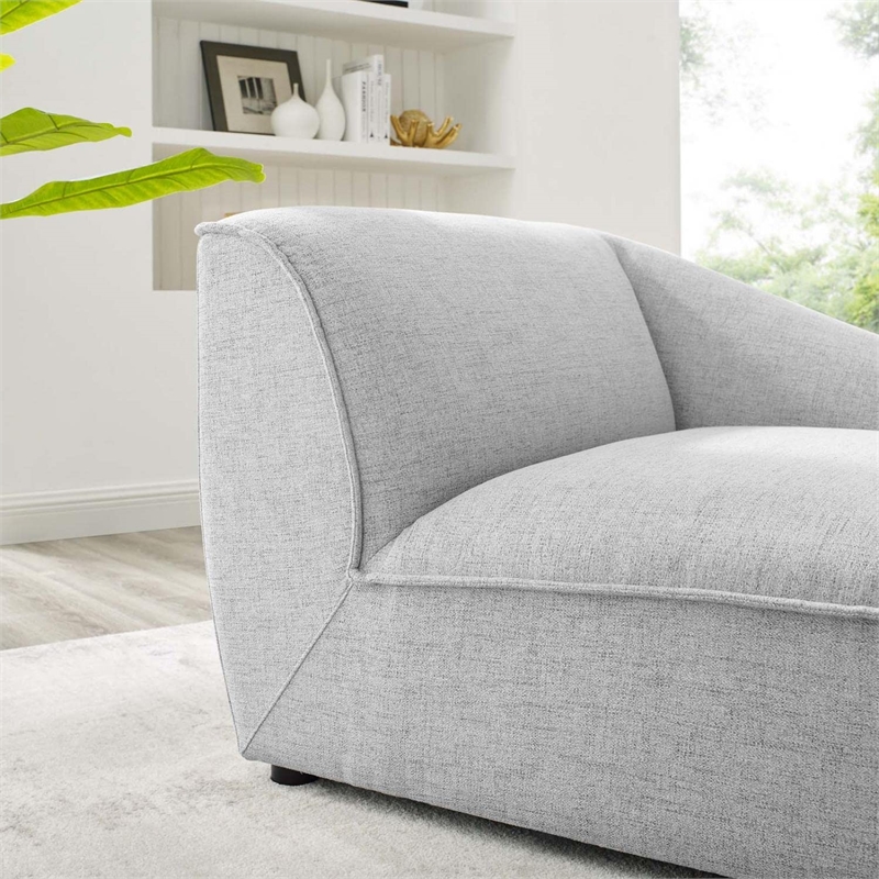 Maklaine Fabric Right Arm Sectional Sofa Chair in Light Gray