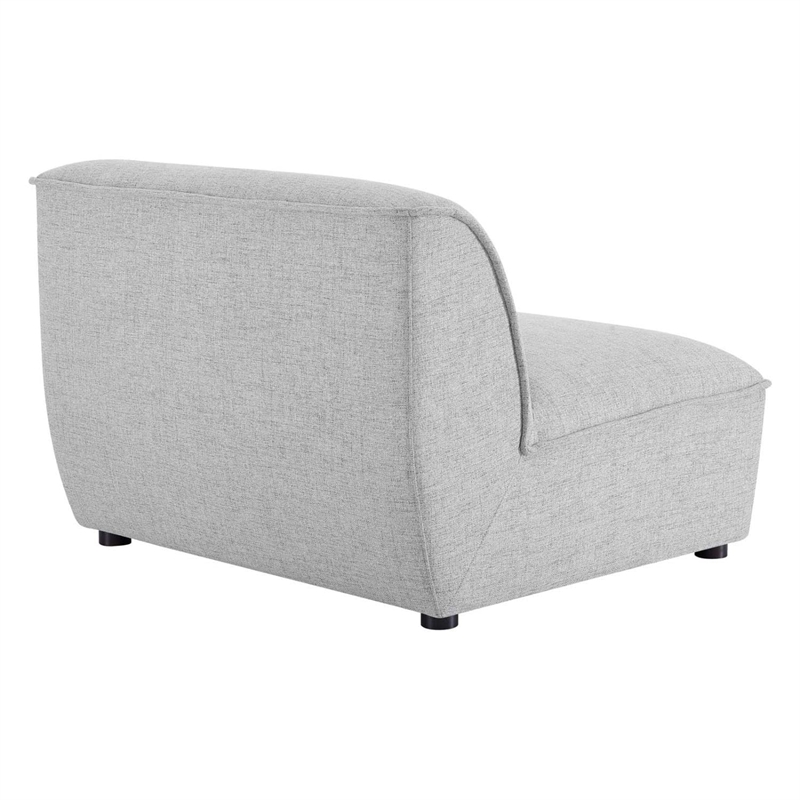 Maklaine Fabric Right Arm Sectional Sofa Chair in Light Gray