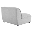 Maklaine Fabric Right Arm Sectional Sofa Chair in Light Gray