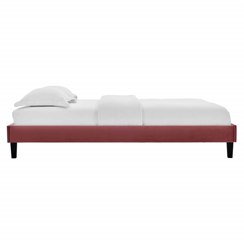 Maklaine Twin Modern Performance Velvet Platform Bed - Dusty Rose Pink