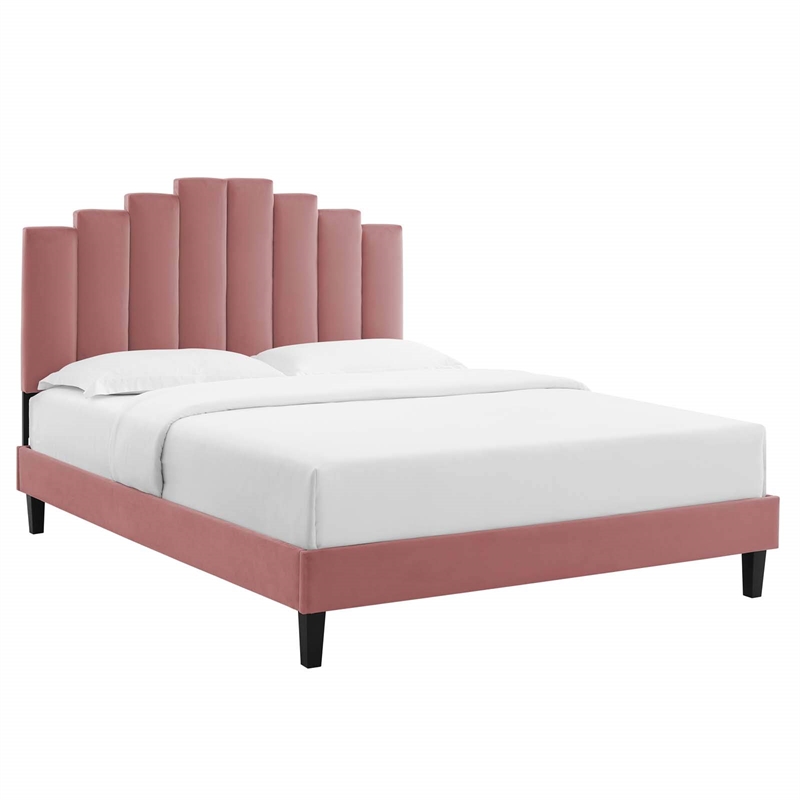 Maklaine Twin Modern Performance Velvet Platform Bed - Dusty Rose Pink