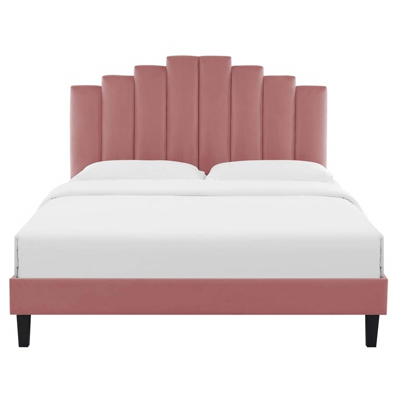 Maklaine Twin Modern Performance Velvet Platform Bed - Dusty Rose Pink