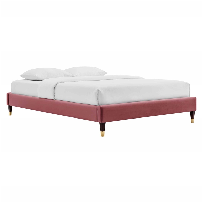 Maklaine Twin Modern Performance Velvet Platform Bed - Dusty Rose Pink