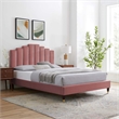 Maklaine Twin Modern Performance Velvet Platform Bed - Dusty Rose Pink