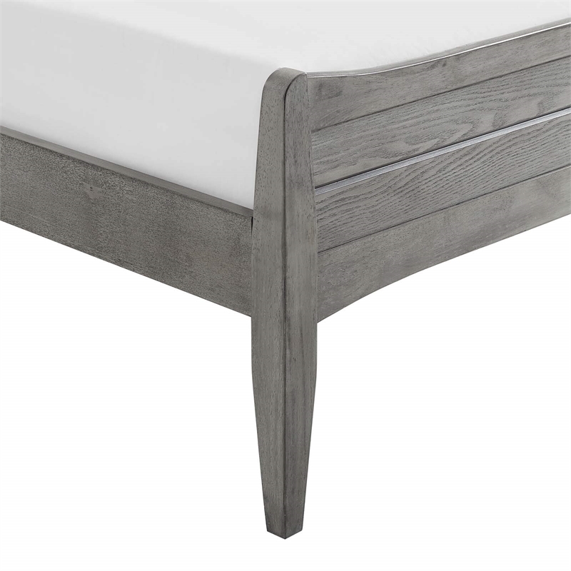 Maklaine Contemporary King Rubberwood and MDF Wood Platform Bed in Gray