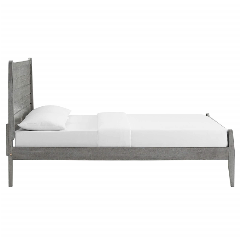 Maklaine Contemporary King Rubberwood and MDF Wood Platform Bed in Gray