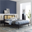 Maklaine Cane Rattan and Wood Full Platform Bed with Splayed Legs in Black
