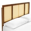 Maklaine Cane Rattan and Wood King Platform Bed with Splayed Legs in Walnut