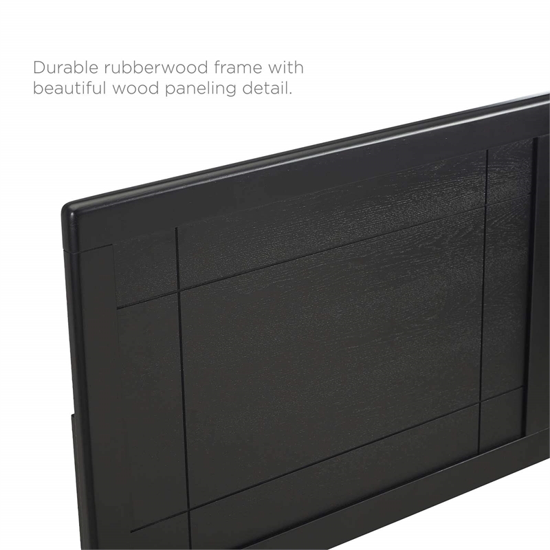 Maklaine Contemporary Full Wood Platform Bed with Splayed Legs in Black