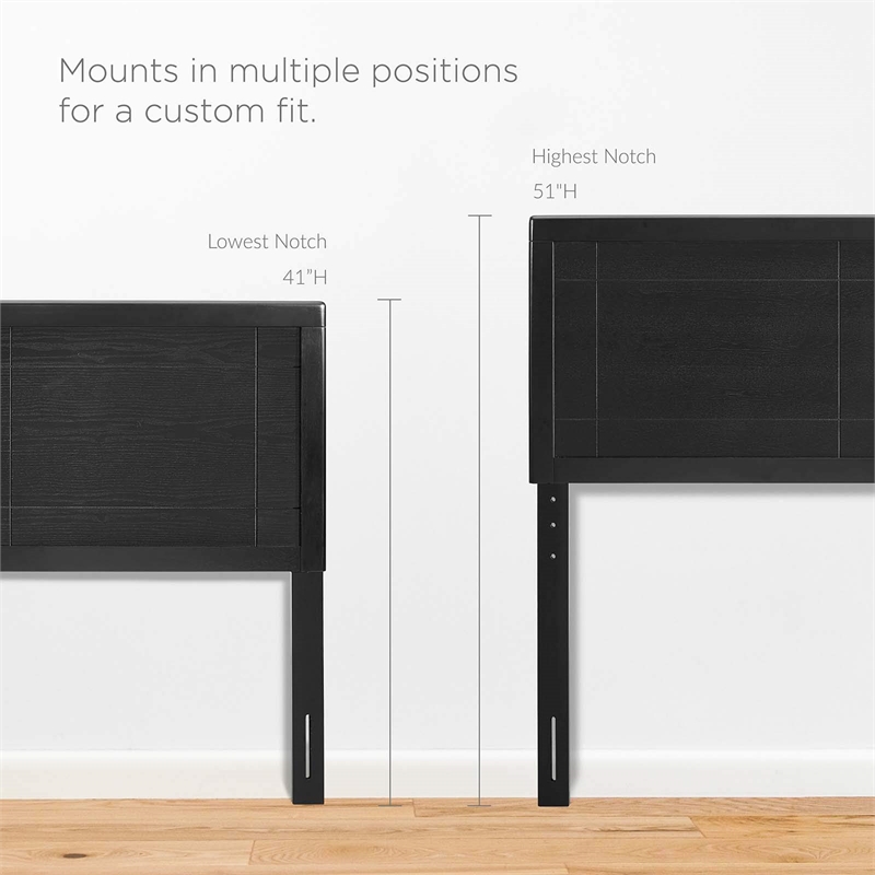 Maklaine Wood Frame Queen Platform Bed with Angular Frame in Black