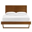 Maklaine Queen Wood Platform Bed with Angular Frame in Walnut