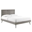 Maklaine Contemporary Wood Queen Platform Bed in Gray With Splayed Legs