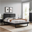 Maklaine Contemporary Full Wood Platform Bed with Angular Frame in Black
