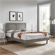 Maklaine Contemporary Full Wood Platform Bed with Angular Frame in Gray